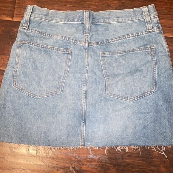 Madewell Rigid Denim A-Line Distressed Raw Hem Denim Skirt Contemporary Boho - Picture 6 of 15